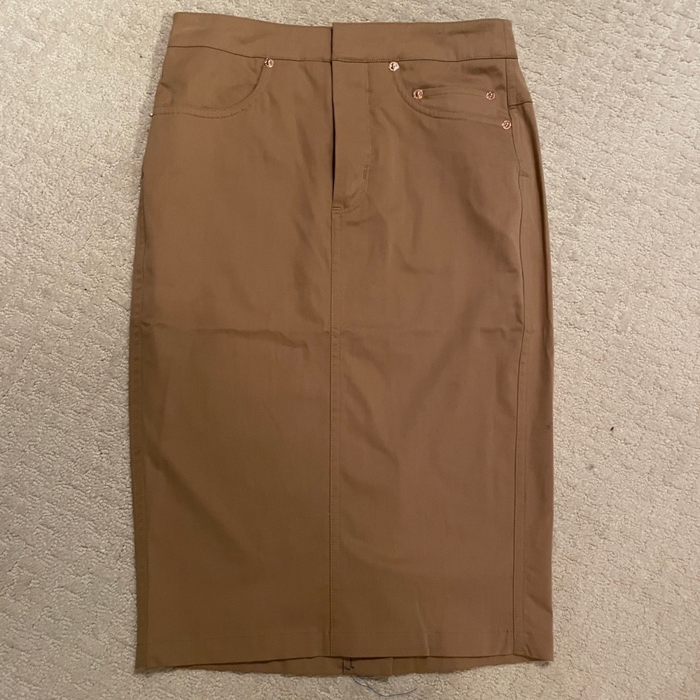 Kit & Ace Khaki skirt, business casual